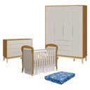 Ver imagem 1 de Quarto de Bebê 4 Portas com Cômoda com Porta Elfe Classic e Berço Americano Danny Areia Savana Aceti