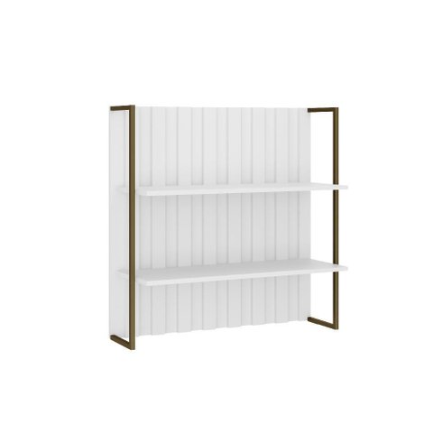 Aéreo Ripado Mdf Branco com Prateleiras e Tubo Ouro Velho Carraro
