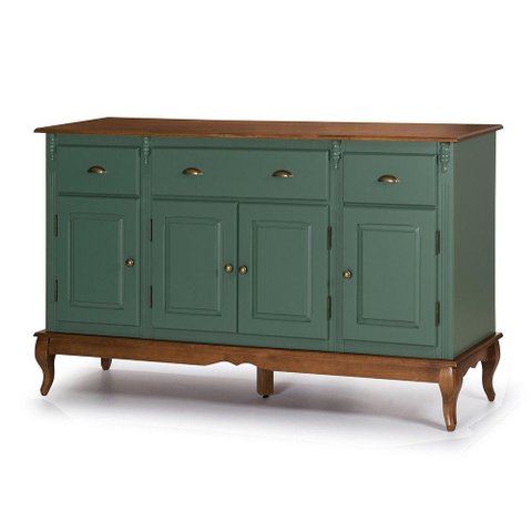 Balcão de Madeira com 4 Portas e 3 Gavetas Hannover - M560805 Cor Laca - Verde Musgo