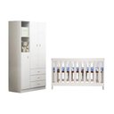 Ver imagem 1 de Conjunto Berço c/Colchão e Guarda-Roupa Ditália Bbi-56 Bb-322 Branco