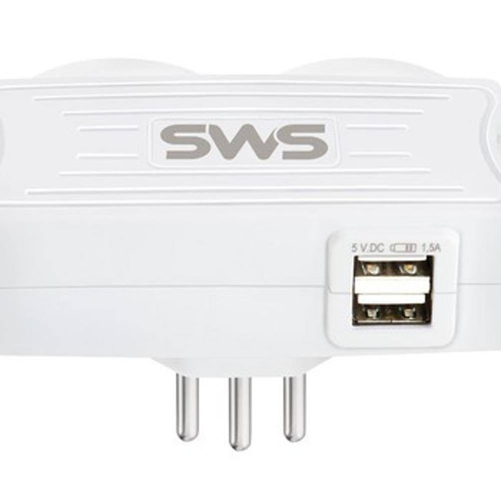 Carregador SMS 2 USB + 2 tomadas branco - 62333 - 6