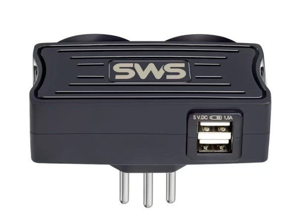 Acessorios Sms 62332 Carregador 2 USB + 2 Tomadas Preto - 2