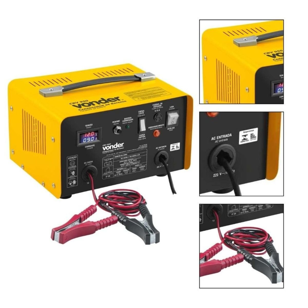 Carregador de Bateria 220v Cbv950 Amarelo Vonder - 8