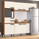 Ver imagem 1 de Kit Armário de Cozinha Compacta Star B107 Briz 7 Portas 2 Gavetas Nature Off White Henn