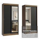 Ver imagem 4 de Conjunto 2 Guarda Roupas Tokio 4 Portas Correr com Espelho MDP Rustic-Preto Madesa 218cm