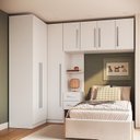 Ver imagem 1 de Quarto Modulado 100% MDF 5 Peças Mesa de Cabeceira Esquerda 7 Portas e 2 Gavetas Integrato Branco