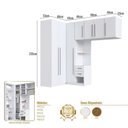 Ver imagem 3 de Quarto Modulado 100% MDF 5 Peças Mesa de Cabeceira Esquerda 7 Portas e 2 Gavetas Integrato Branco