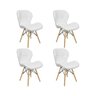 Kit 4 Cadeiras Estofada Eiffel Slim Wood Pés de Madeira Branco - 1