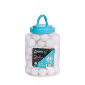 Pote com 60 Bolinhas de Ping-Pong Ping-Pote Belfix 483900
