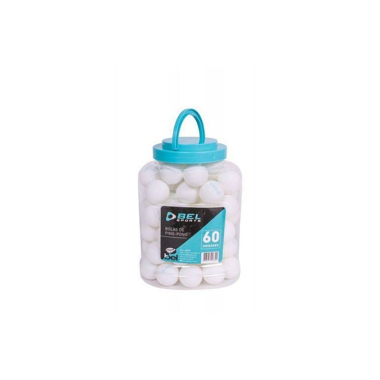 Pote com 60 Bolinhas de Ping-Pong Ping-Pote Belfix 483900
