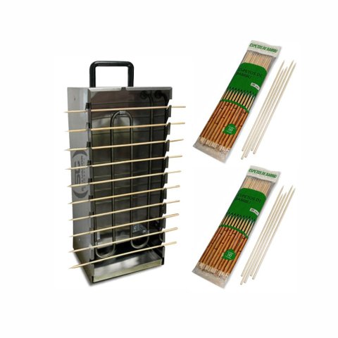 KIT - Churrasqueira 10 Espetinhos Churrasquito Elétrico PR-199E 220V + 100 Espetinhos - Progás