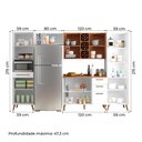 Ver mais imagens de Armário De Cozinha Completa Vidro Reflecta Com Adega 9 Portas 4 Gavetas Favorita Branco / Nature