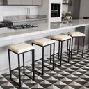 Ver imagem 2 de Banqueta Alta para Cozinha Industrial Kit 4 Nick Preto e Sintético bege D03 - D’Rossi