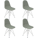 Ver imagem 1 de Kit 4 Cadeiras Estofadas Charles Eames Eiffel Botonê com Pés de Metal Cromado Cinza Escuro Multicolo