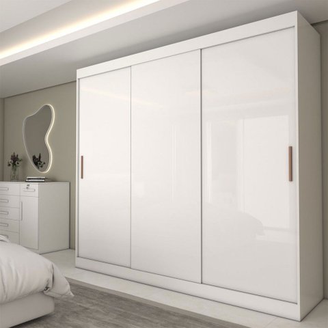 Guarda-roupa Casal Columbia 3 Portas 2 Gavetas 100% Mdf Branco - Panorama Móveis