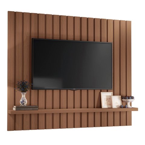 Painel Tv 60 Pol 160cm Suspenso Ripado Like H01 Castanho - Mpozenato