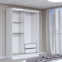 Ver imagem 6 de Guarda-roupa Solteiro Saturno 2 Portas 2 Gavetas Branco - Panorama Móveis