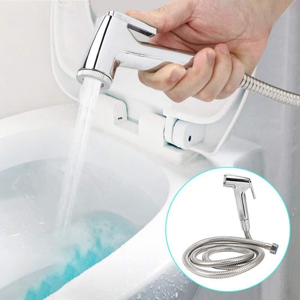 Ducha Higiênica Íntima Cromada Abs com Gatilho Completa para Banheiro com Mangueira Flexível de 1m L - 4