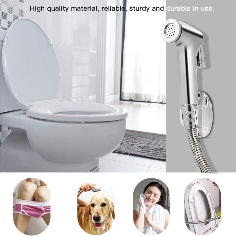 Ducha Higiênica Íntima Cromada Abs com Gatilho Completa para Banheiro com Mangueira Flexível de 1m L - 3