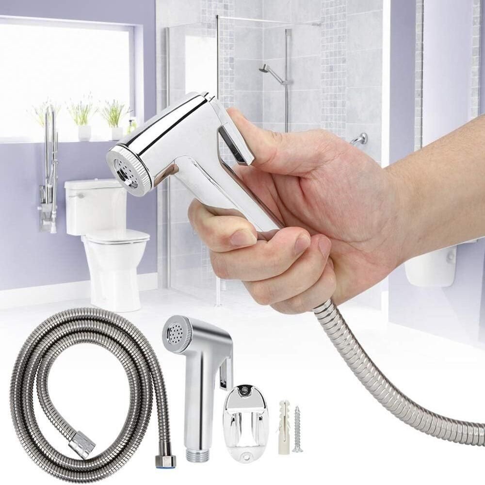 Ducha Higiênica Íntima Cromada Abs com Gatilho Completa para Banheiro com Mangueira Flexível de 1m L - 5