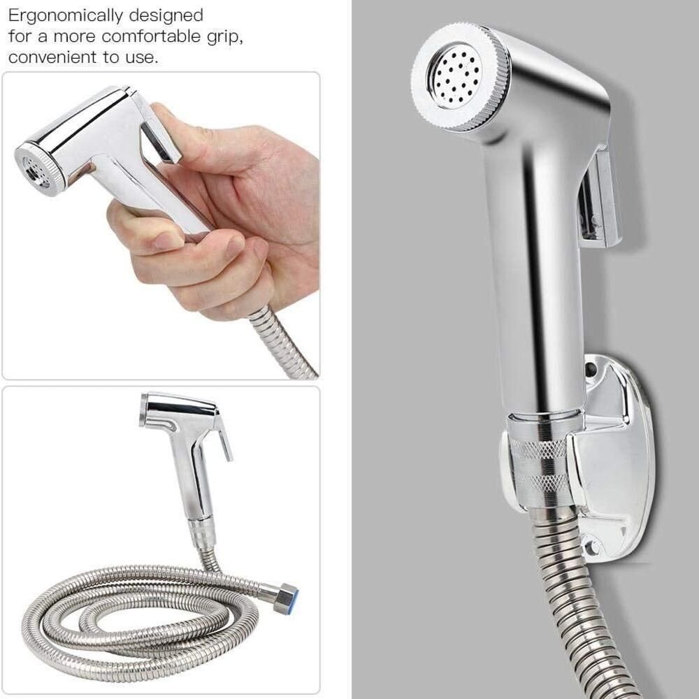 Ducha Higiênica Íntima Cromada Abs com Gatilho Completa para Banheiro com Mangueira Flexível de 1m L - 2