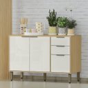 Ver imagem 1 de Balcão de Pia para Cozinha 3 Portas e 2 Gavetas 120cm (sem Cuba) - Glória Castanho/off White