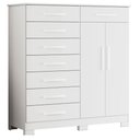 Ver imagem 2 de Guarda Roupa Casal com Cômoda Verona 8 Portas de Bater 4 Gavetas MDP com Espelho Branco Albatroz