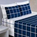 Ver imagem 1 de Jogo Cama Lençol King 200 Fios 4 Peças Azul Marinho
