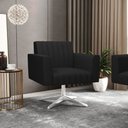 Ver imagem 2 de Kit 2 Poltronas Giratória Viena Gomada Linho Preto A79 Base Cromada - D’Rossi