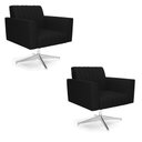 Ver imagem 1 de Kit 2 Poltronas Giratória Viena Gomada Linho Preto A79 Base Cromada - D’Rossi