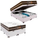 Ver imagem 1 de Cama Box Baú Casal Bipartido Sintético + Colchão Molas Ensacadas Texas Prime Colchões