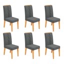 Ver imagem 1 de Conjunto Kit com 6 Cadeiras Estofadas para Sala de Jantar Yasmin MDF Cedro Linho Granito DJ Móveis