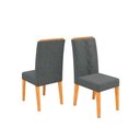 Ver imagem 3 de Conjunto Kit com 6 Cadeiras Estofadas para Sala de Jantar Yasmin MDF Cedro Linho Granito DJ Móveis