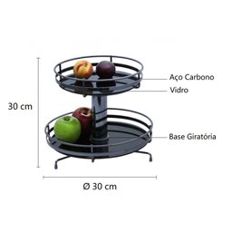 Fruteira Redonda Giratória de Mesa com Vidro Preto Schmitt - 2