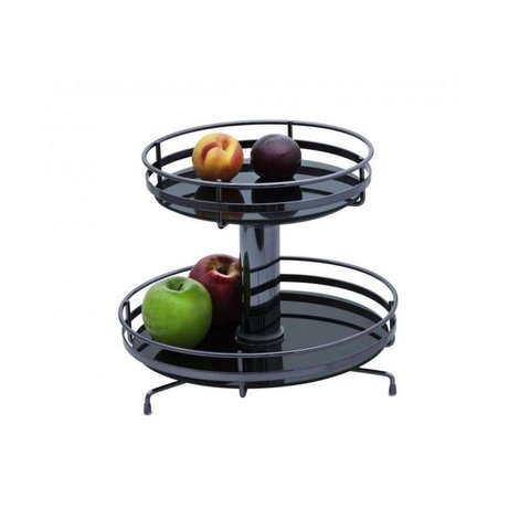 Fruteira Redonda Giratória de Mesa com Vidro Preto Schmitt