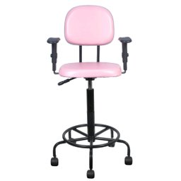 Cadeira Caixa Alta L Duplo com Braço Base Semi Corano Rosa Bebê - 1