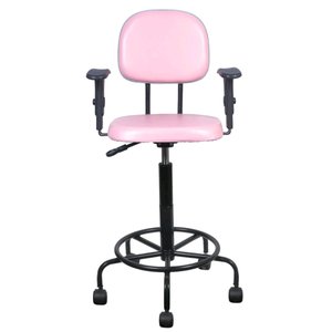 Cadeira Caixa Alta L Duplo com Braço Base Semi Corano Rosa Bebê