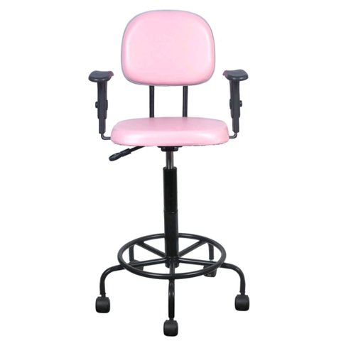 Cadeira Caixa Alta L Duplo com Braço Base Semi Corano Rosa Bebê