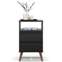 Ver imagem 1 de Mesa de Cabeceira Pés Retrô 2 Gavetas 43cm Roma Preto - Ej Móveis
