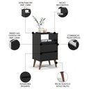Ver imagem 6 de Mesa de Cabeceira Pés Retrô 2 Gavetas 43cm Roma Preto - Ej Móveis