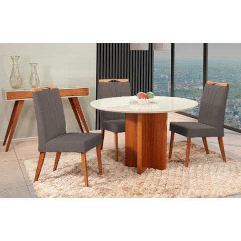 Mesa de jantar + 4 cadeiras Milão Tampo Redondo 120 cm A 10