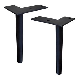 Kit 4 Pés de Metal L 18cm Lateral Champagne Preto Fosco Multiuso Armário Sofá Cama Casa Cozinha