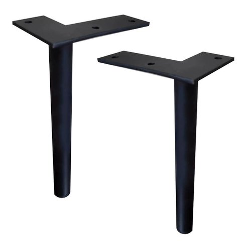 Kit 4 Pés de Metal L 18cm Lateral Champagne Preto Fosco Multiuso Armário Sofá Cama Casa Cozinha