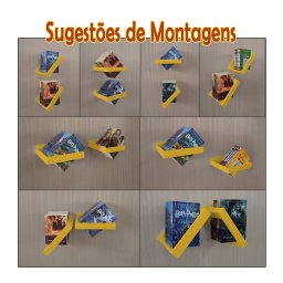 Prateleira Porta Livros Suporte Estante Nicho Decorativo Parede 2 peças Amarelo Laca - 7