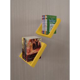 Prateleira Porta Livros Suporte Estante Nicho Decorativo Parede 2 peças Amarelo Laca - 6