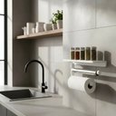 Ver imagem 2 de Suporte Parede Porta Papel Toalhas e Temperos Cozinha Estilo Industrial Branco Laca