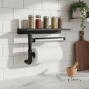 Ver imagem 1 de Suporte Parede Porta Papel Toalhas e Temperos Cozinha Estilo Industrial Preto Laca