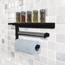 Suporte Parede Porta Papel Toalhas e Temperos Cozinha Estilo Industrial Preto Laca - 5