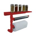 Ver imagem 2 de Suporte Parede Porta Papel Toalhas Temperos Cozinha Estilo Industrial Vermelho Laca