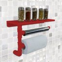Ver imagem 3 de Suporte Parede Porta Papel Toalhas Temperos Cozinha Estilo Industrial Vermelho Laca
